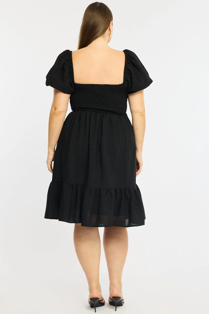 Black Skater Dress Short Sleeve Cut Out - Image 5