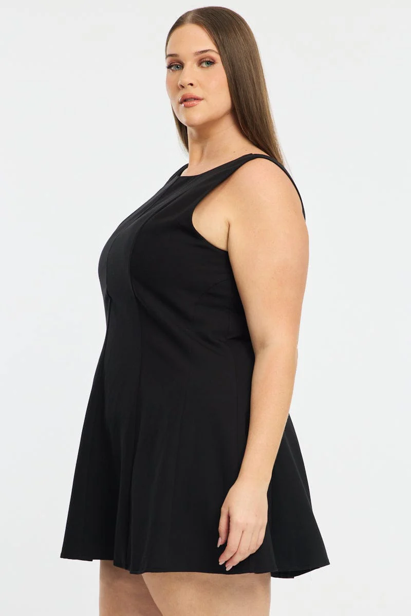 Black Skater Dress Sleeveless - Image 3