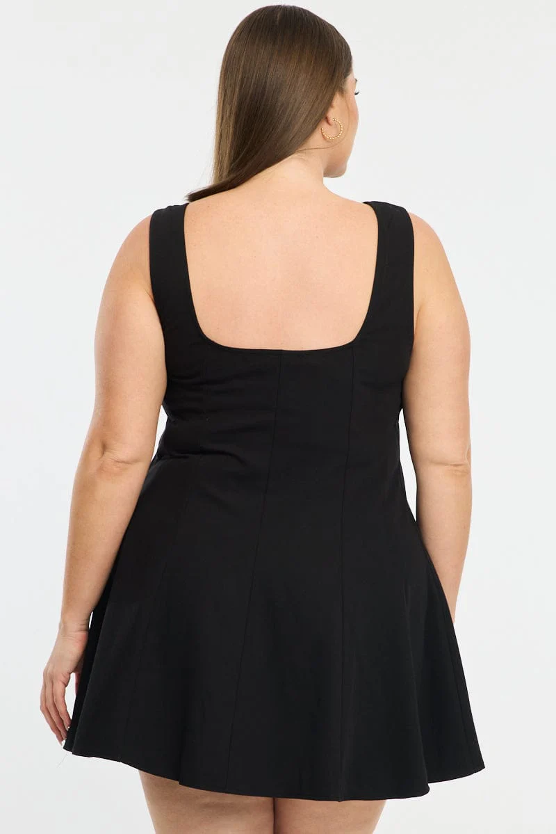 Black Skater Dress Sleeveless - Image 4