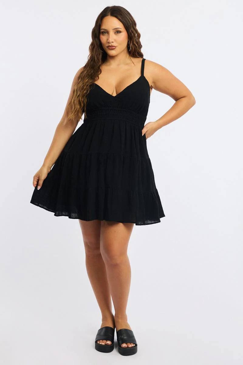 Black Skater Dress Sleeveless - Image 3