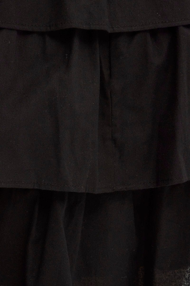 Black Skater Skirt Ruffle Cotton Mini - Image 6