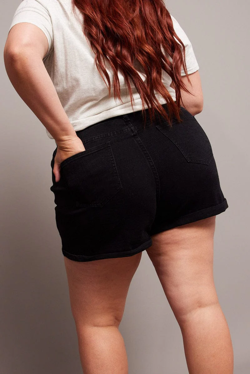 Black Skinny Shorts High Rise - Image 2