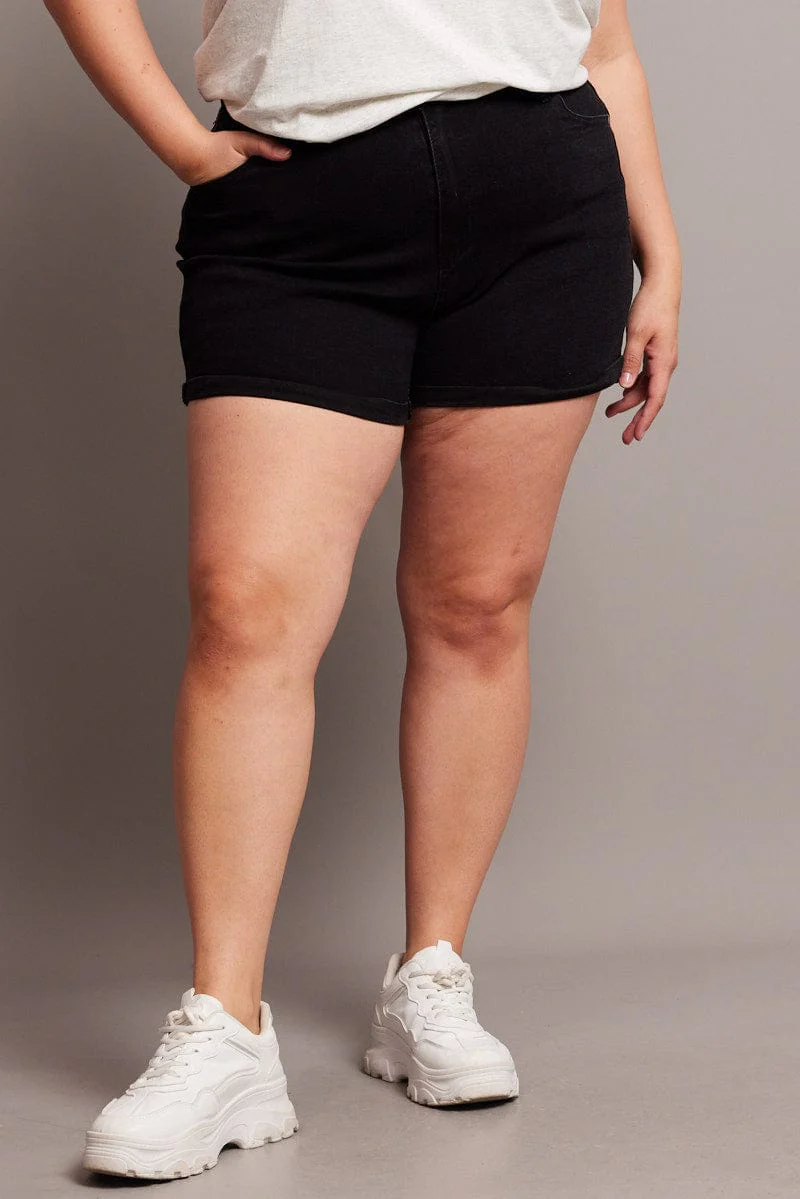 Black Skinny Shorts High Rise - Image 3
