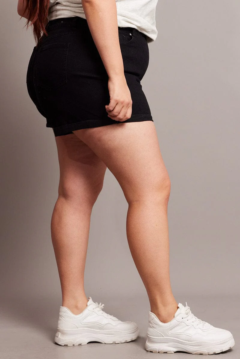 Black Skinny Shorts High Rise - Image 4