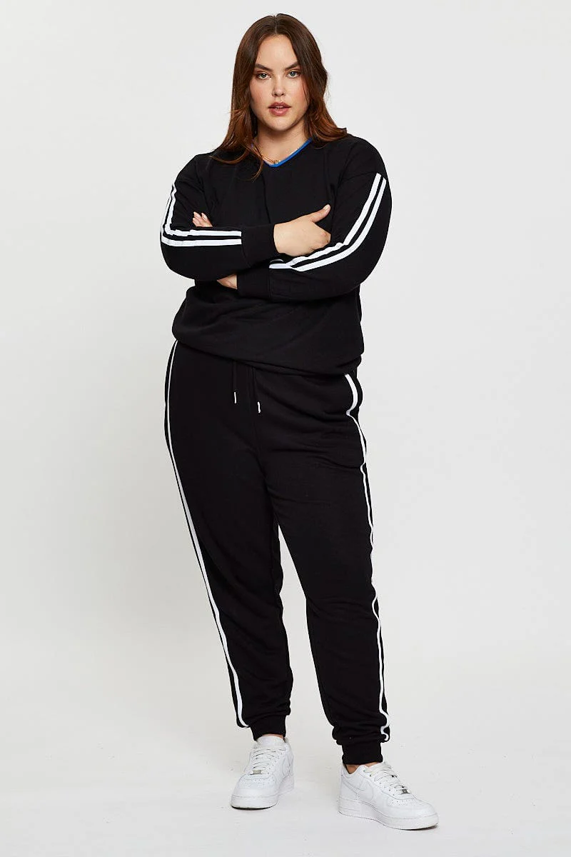 Black Sleeve Sweatshirt Stripe Sleeve Detail Long - Image 3