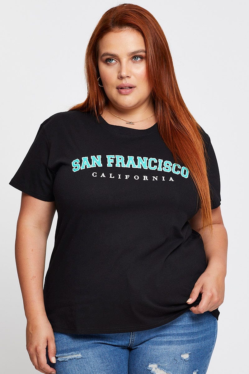Black Sleeve T-shirt San Francisco Embroidered Short - Image 3