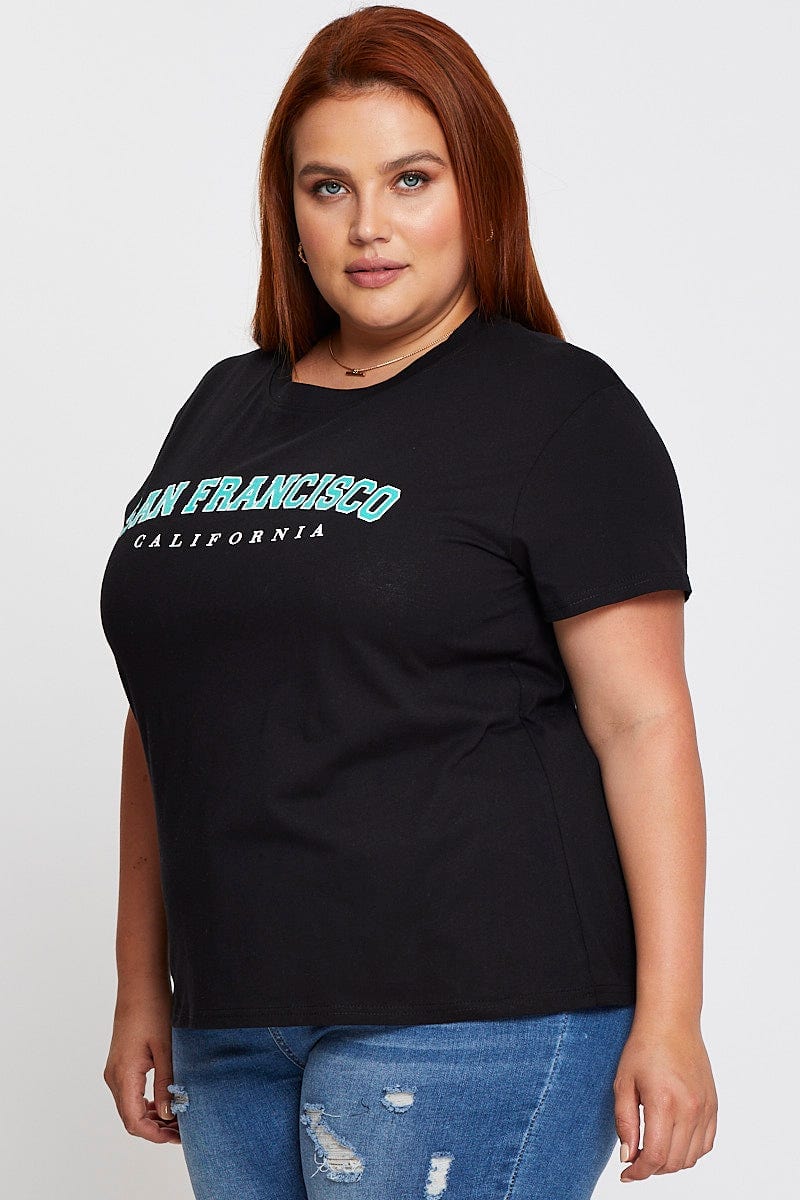 Black Sleeve T-shirt San Francisco Embroidered Short - Image 4
