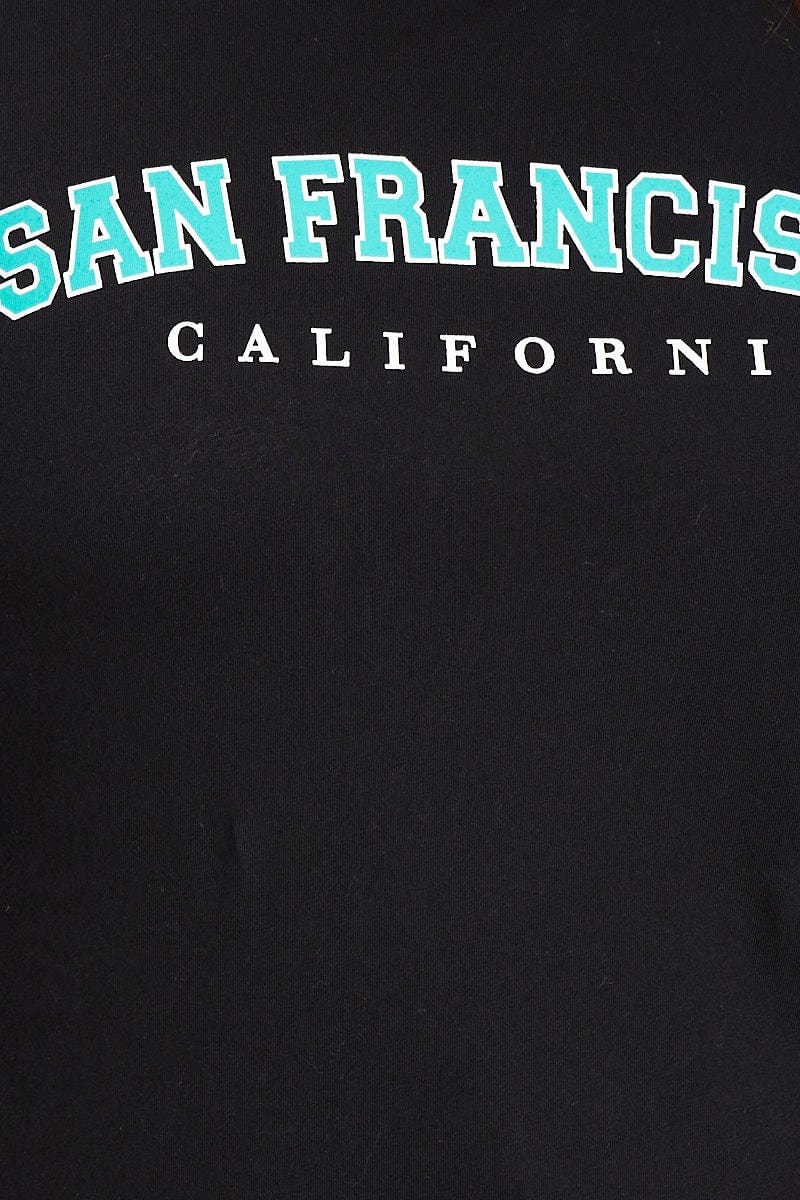 Black Sleeve T-shirt San Francisco Embroidered Short - Image 6