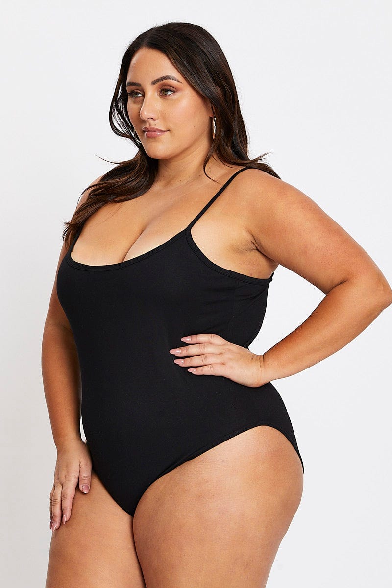 Black Sleeveless Black Strappy Bodysuit - Image 2