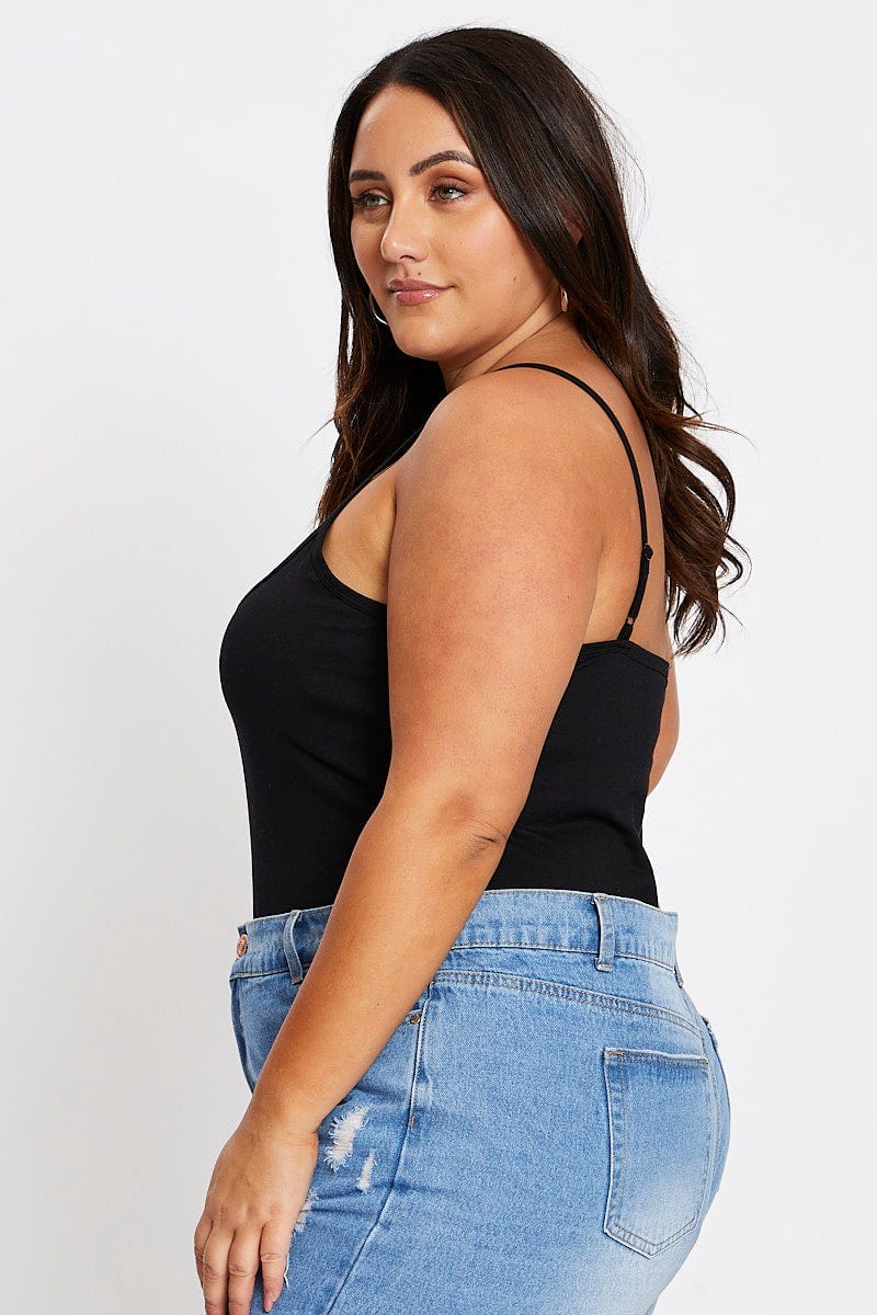 Black Sleeveless Black Strappy Bodysuit - Image 4