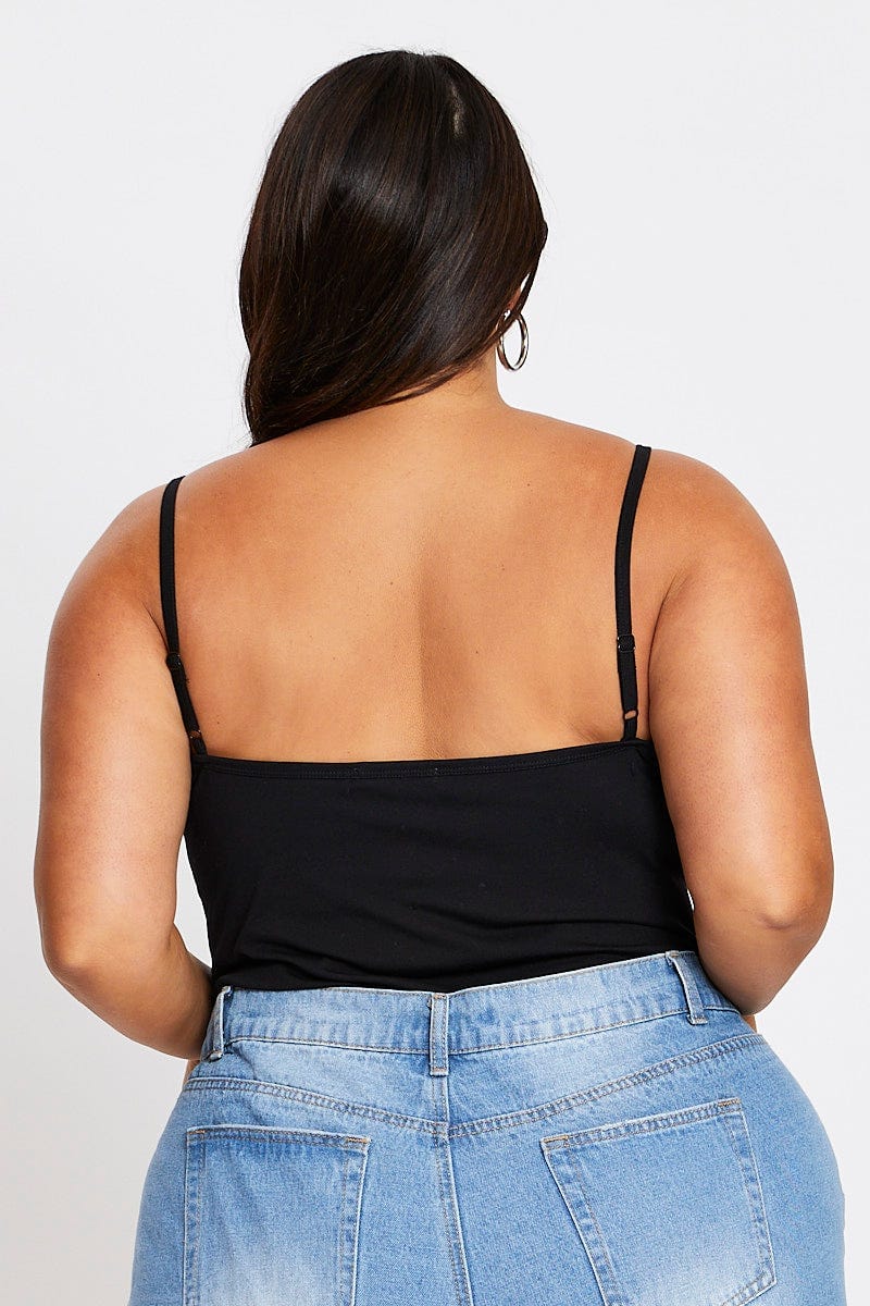 Black Sleeveless Black Strappy Bodysuit - Image 5