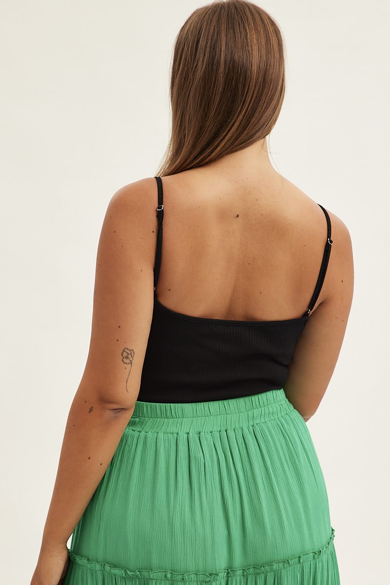 Black Sleeveless Bodysuit Rib Jersey Cutout - Image 5