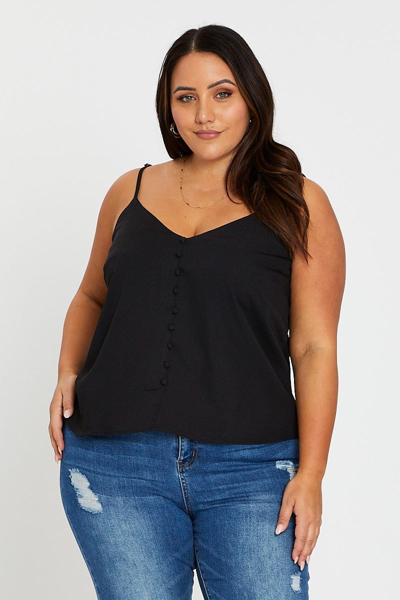 Black Sleeveless Button Cami - Image 3