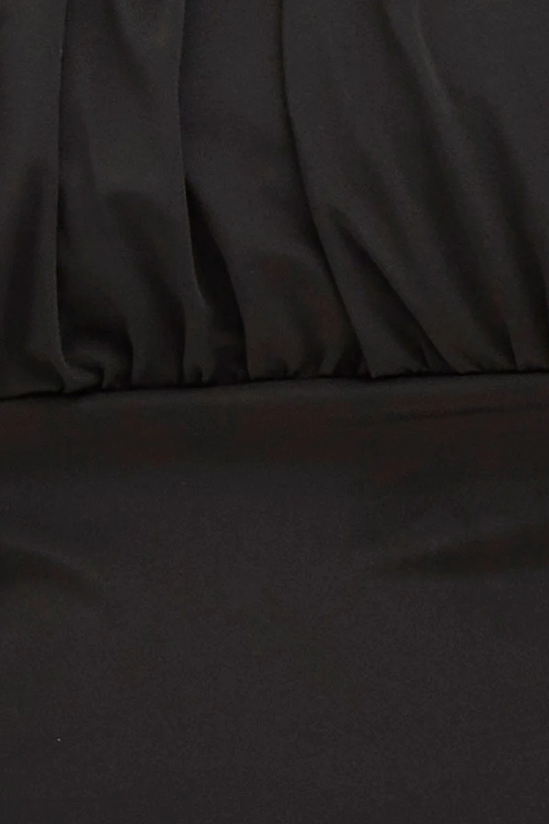 Black Sleeveless Gather Bust Detail Singlet Top - Image 6