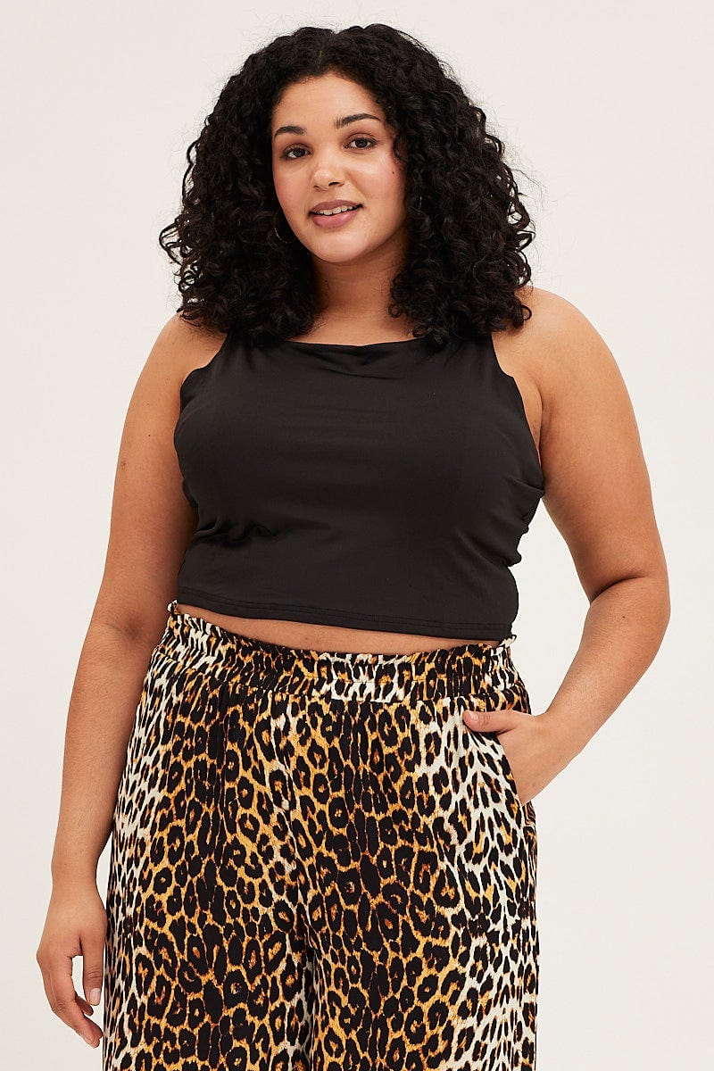 Black Sleeveless High Neck Singlet Top - Image 3