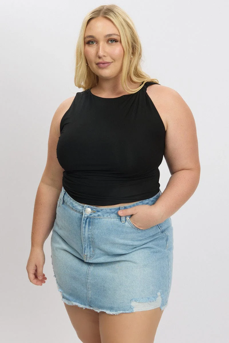 Black Sleeveless knotted Shoulder Top