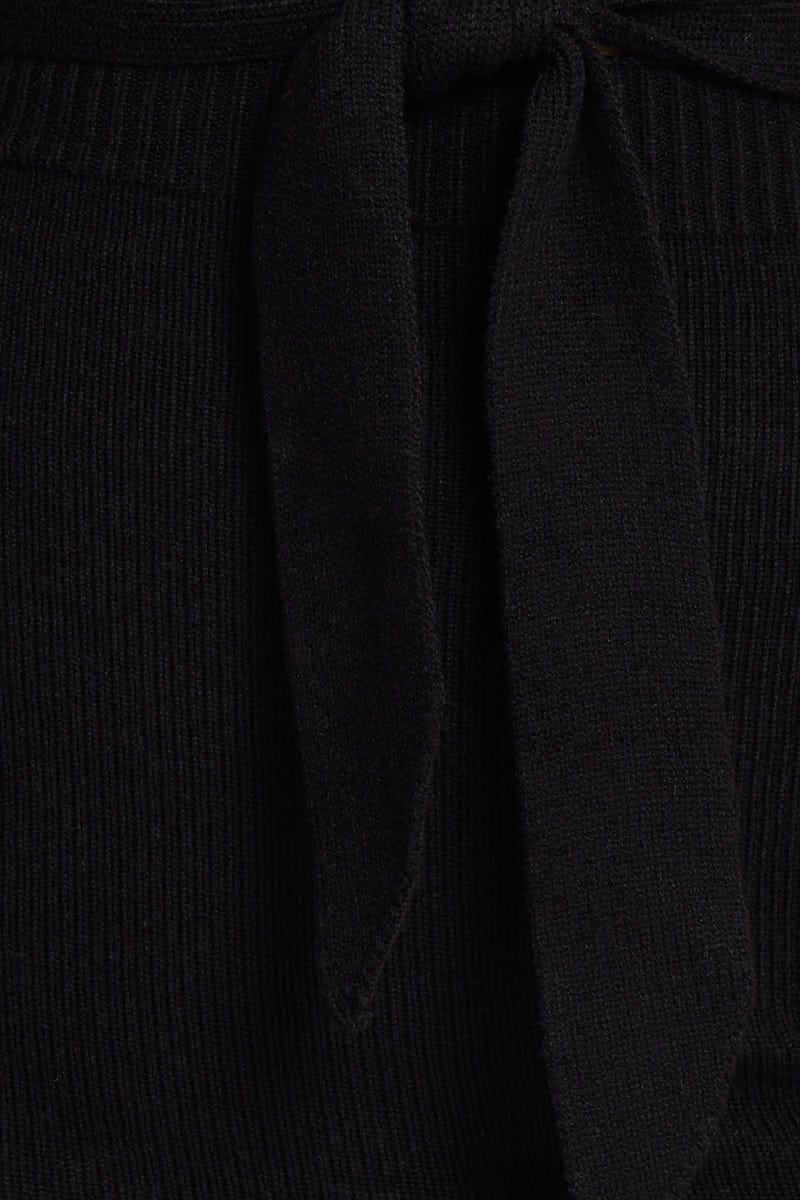 Black Sleeveless Tie Front Knitted Dress - Image 6