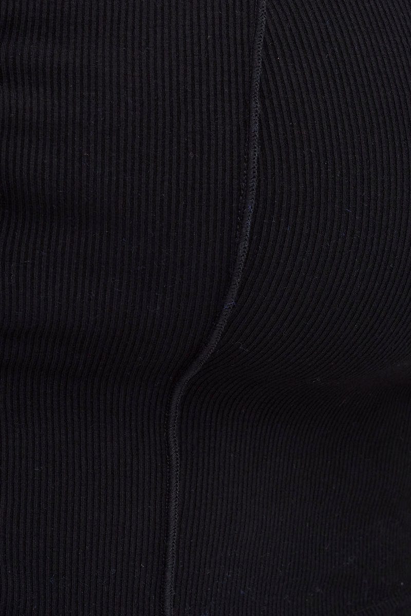 Black Sleeveless Top Lace Up Rib Jersey - Image 6