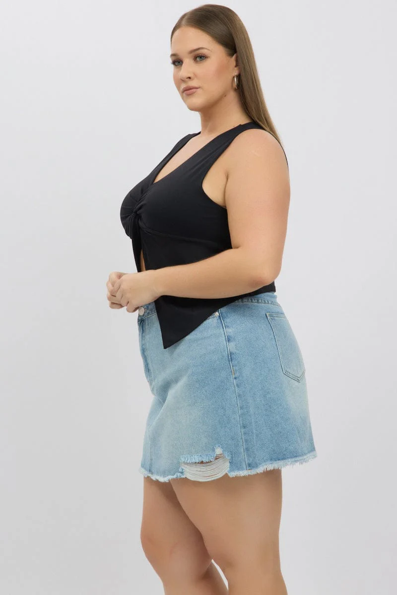 Black Sleeveless Twist V Neck Supersoft - Image 4