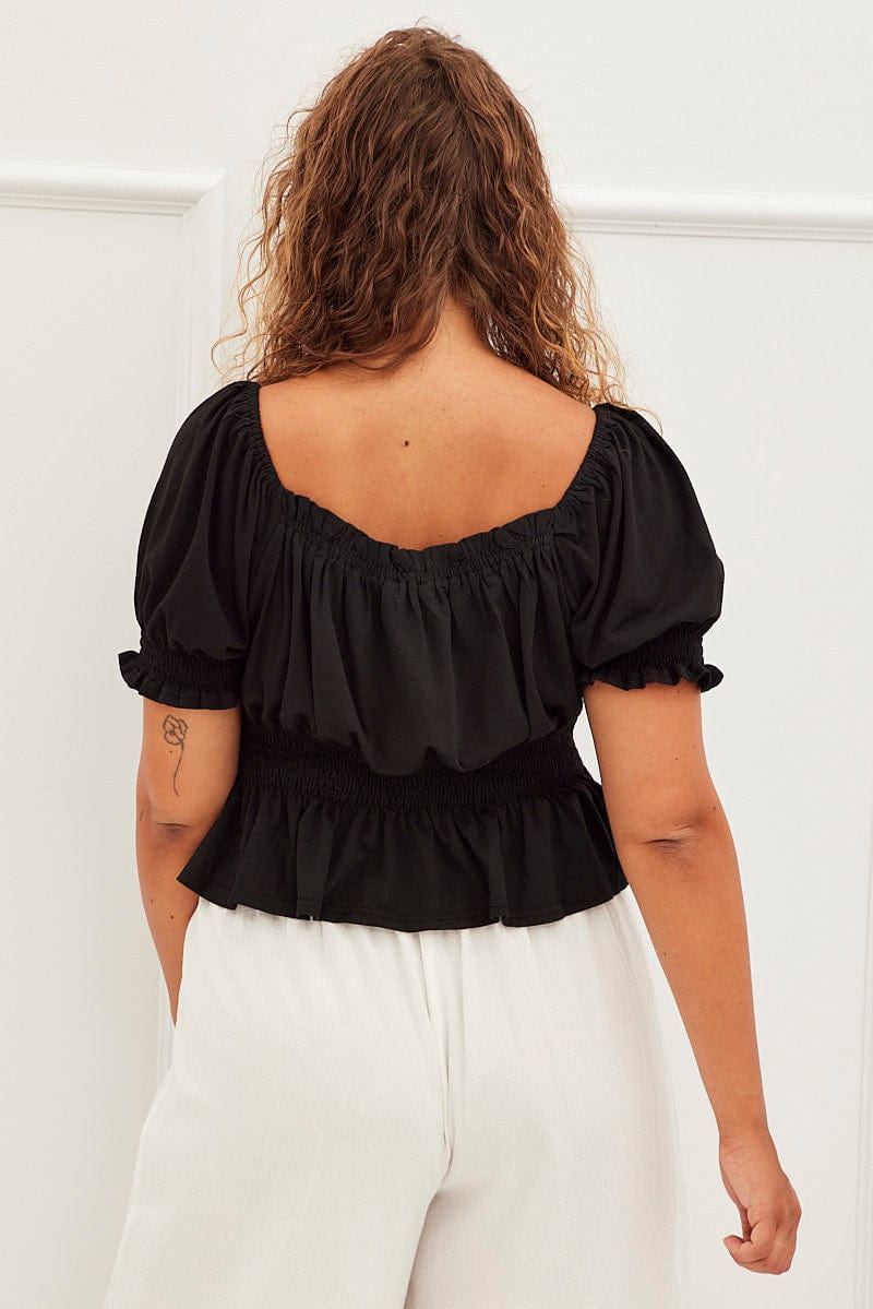 Black Smock Detail Top Square Neck - Image 5