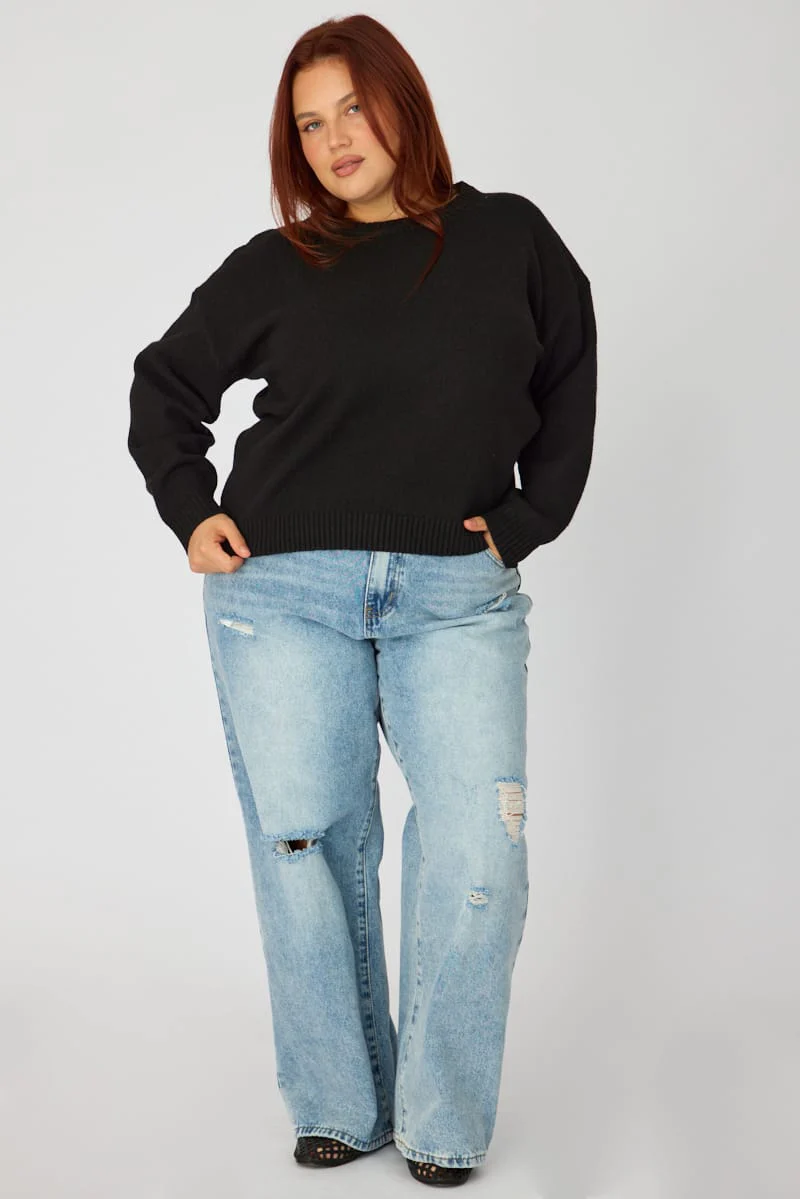 Black Soft Knit Jumper Long Sleeve - Image 2