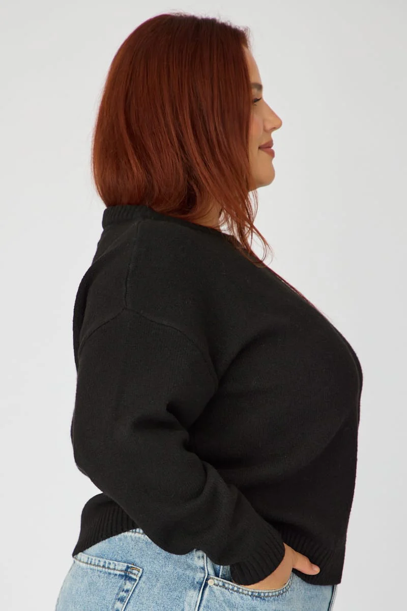 Black Soft Knit Jumper Long Sleeve - Image 3