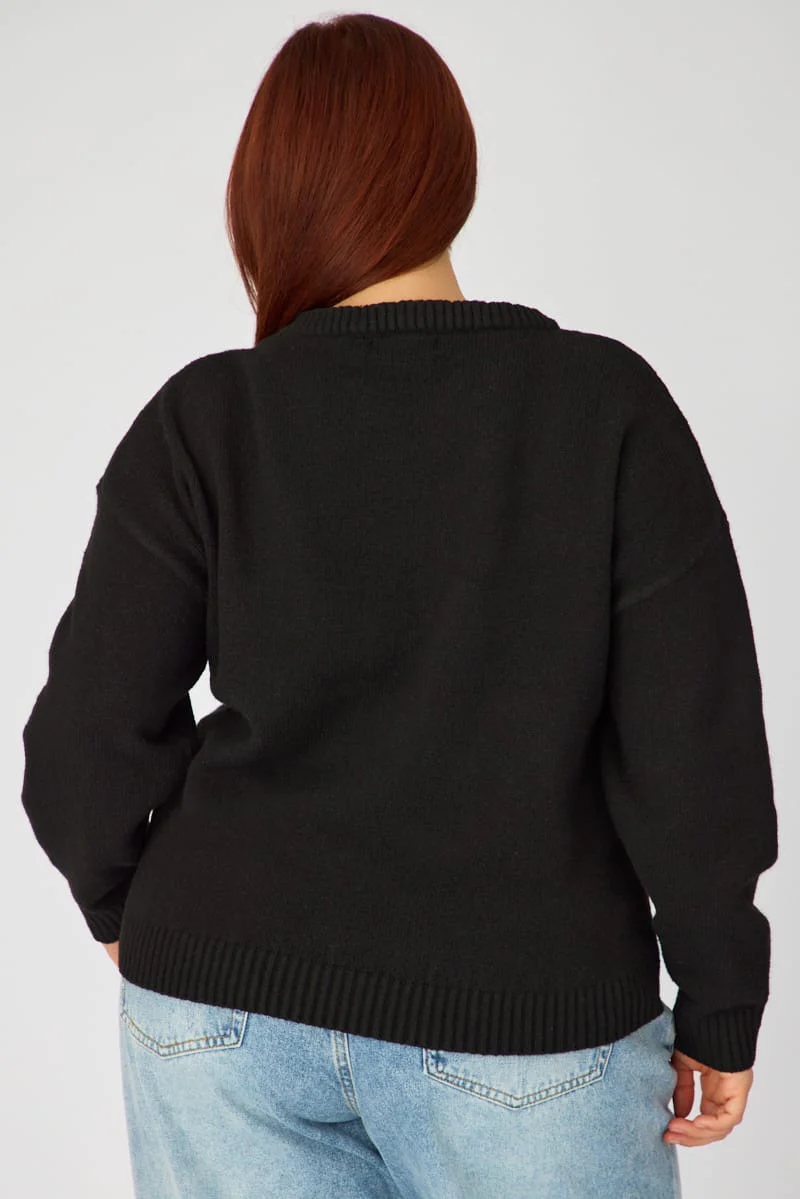 Black Soft Knit Jumper Long Sleeve - Image 4