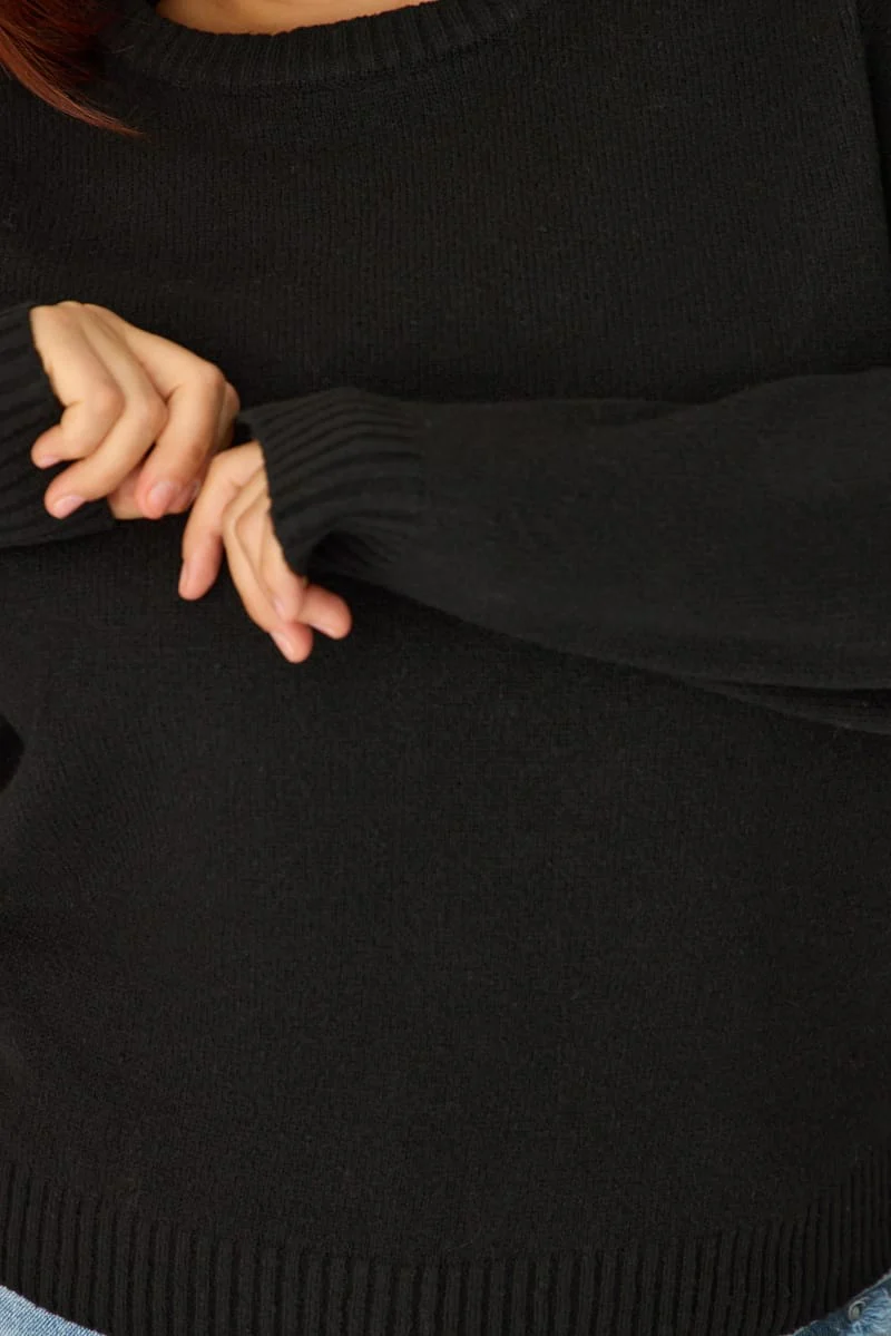 Black Soft Knit Jumper Long Sleeve - Image 5