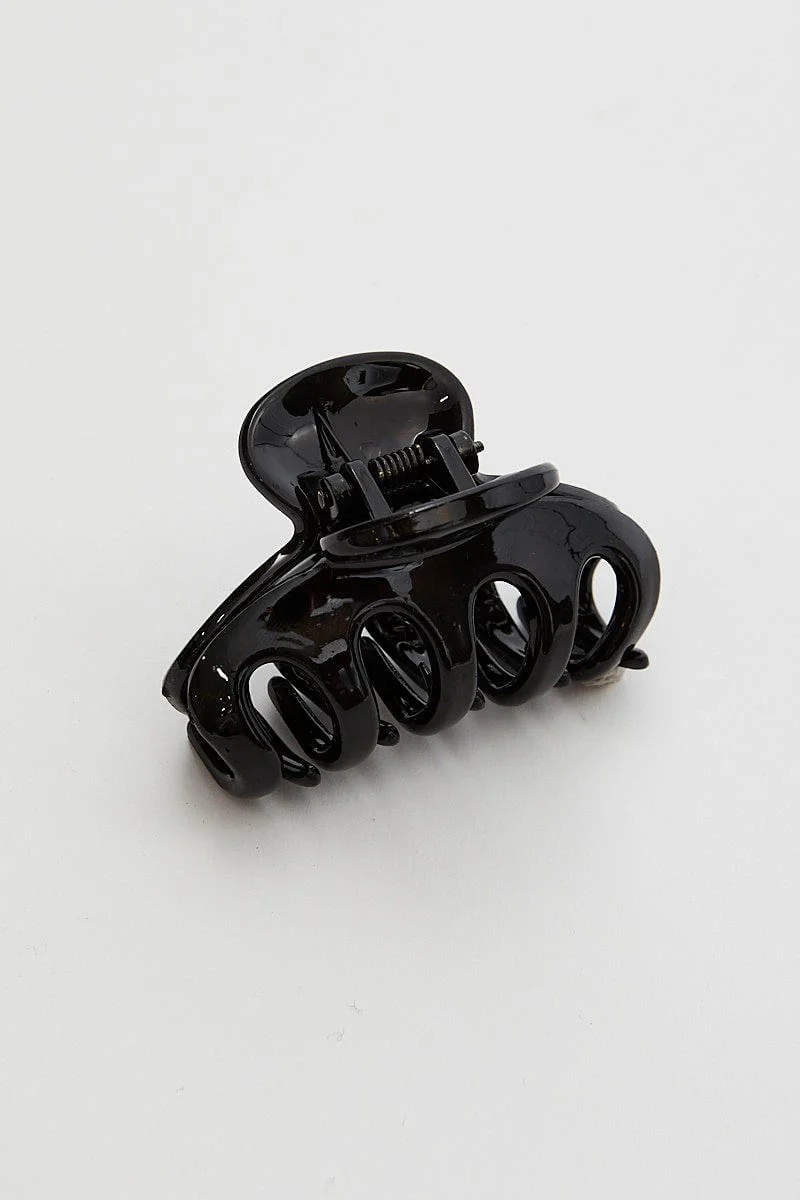 Black Solid Hair Claw Clip - Image 2