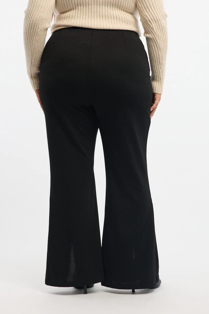Black Split Flare Ponte Pants - Image 5