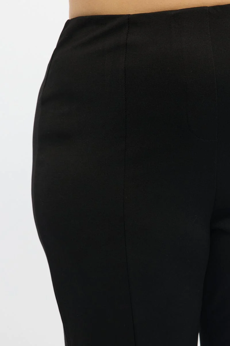 Black Split Flare Ponte Pants - Image 6