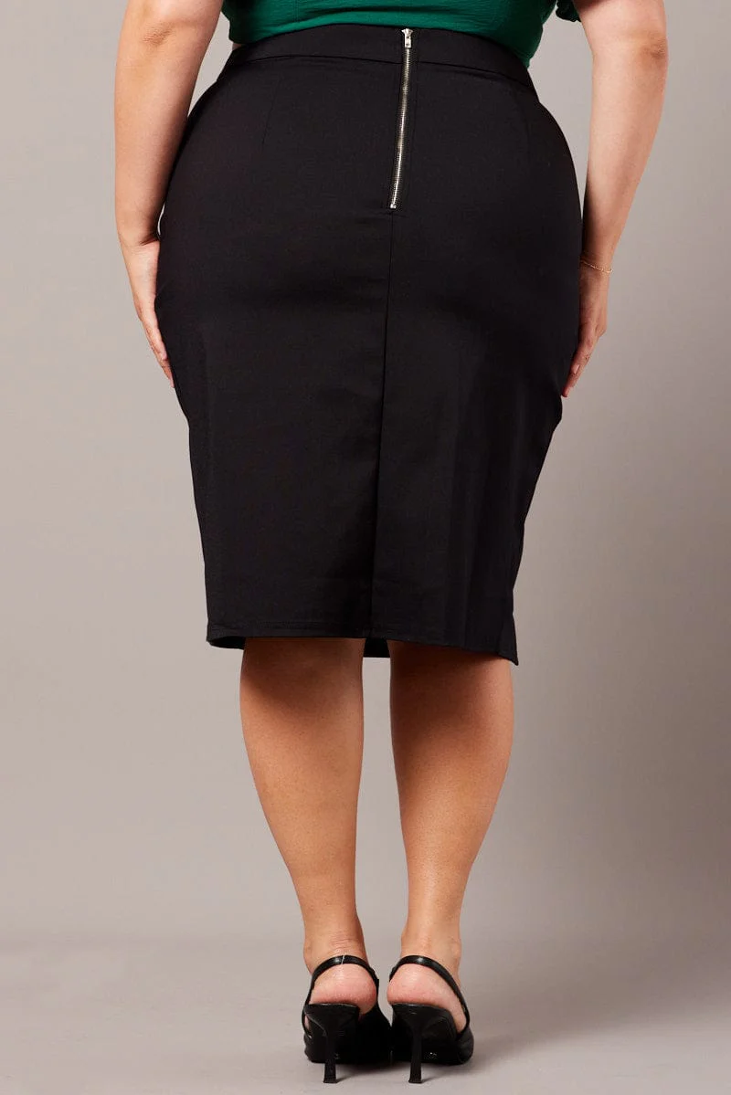 Black Split Pencil Skirt - Image 5