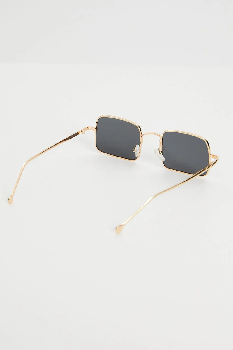 Black Square Frame Metal Sunglasses - Image 4