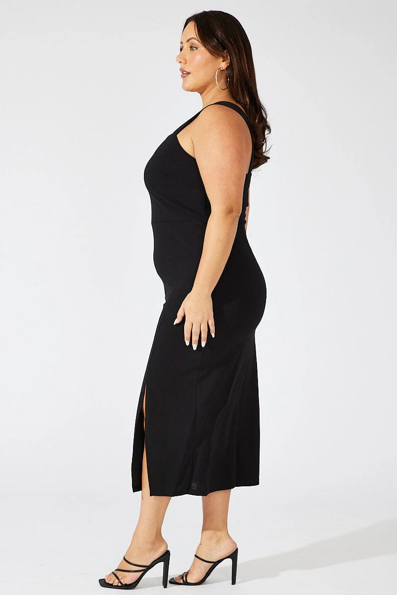 Black Square Neck Bodycon Dress - Image 4