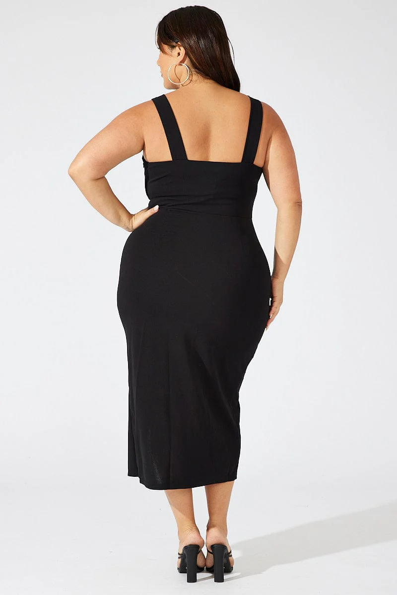 Black Square Neck Bodycon Dress - Image 5