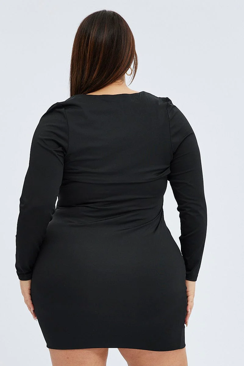 Black Strapless Bodycon Dress Shrug Set - Image 5