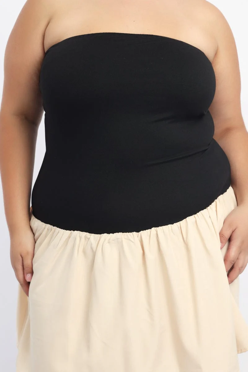 Black Strapless Two Tone Mini Dress - Image 5