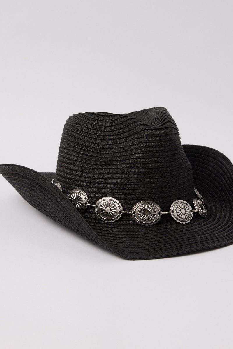 Black Straw Cowboy Hat - Image 2