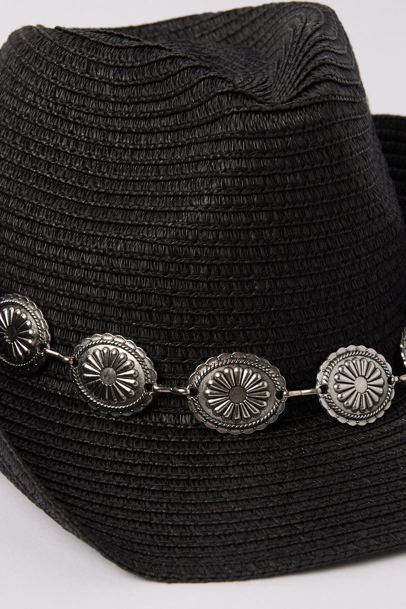 Black Straw Cowboy Hat - Image 3