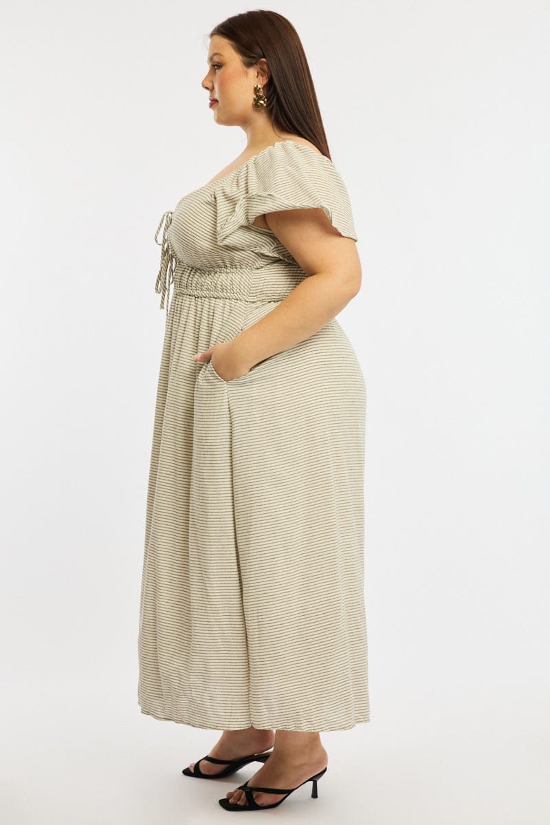 Black Stripe Maxi Dress Short Sleeve Tie Front - Image 3