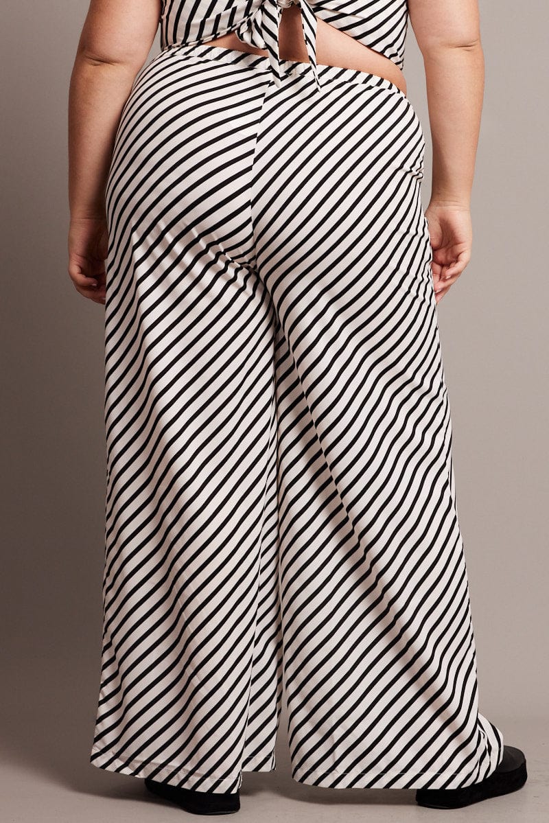 Black Stripe Wide Leg Pants High Rise - Image 5