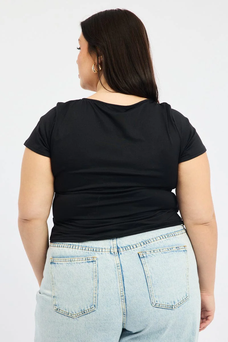 Black Supersoft Top Short Sleeve Scoop Neck - Image 4