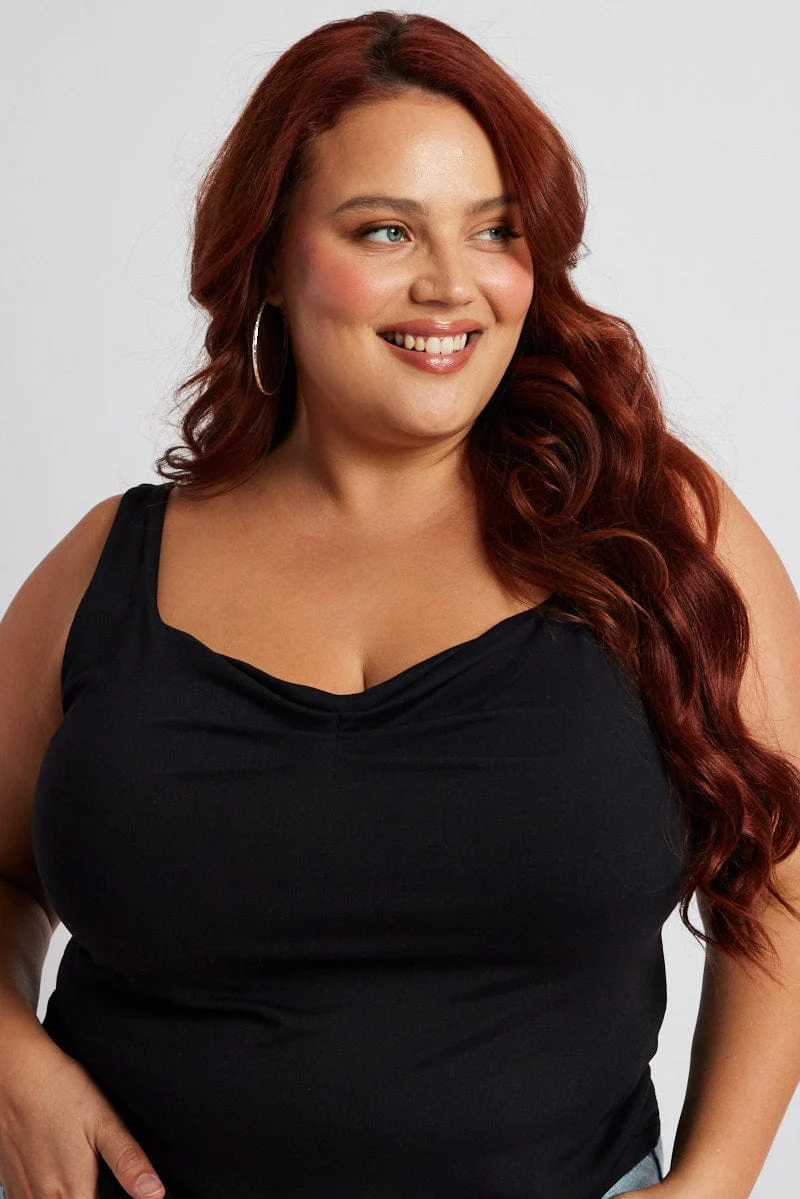 Black Supersoft Top Sleeveless Sweetheart Neckline - Image 2
