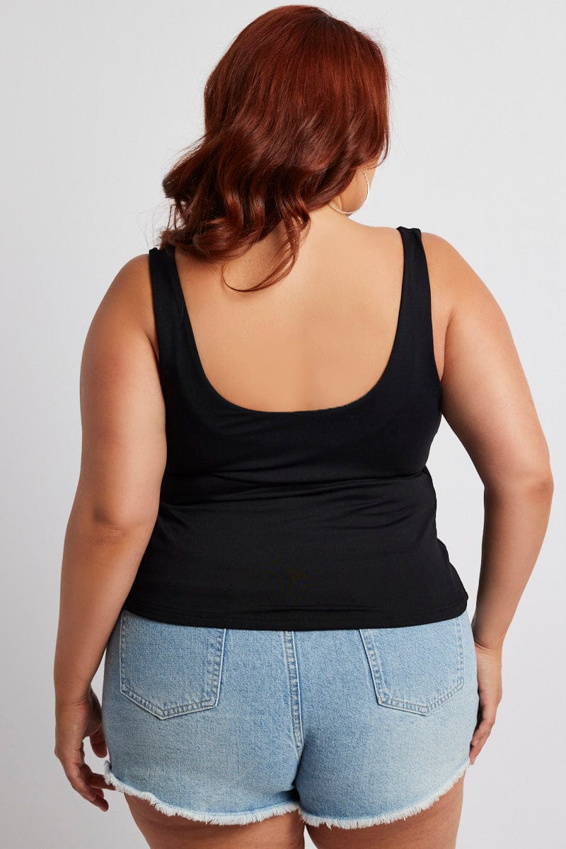 Black Supersoft Top Sleeveless Sweetheart Neckline - Image 5