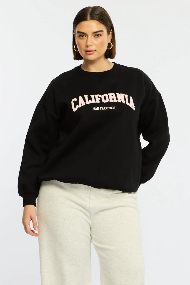 Black Sweat Top Long Sleeve