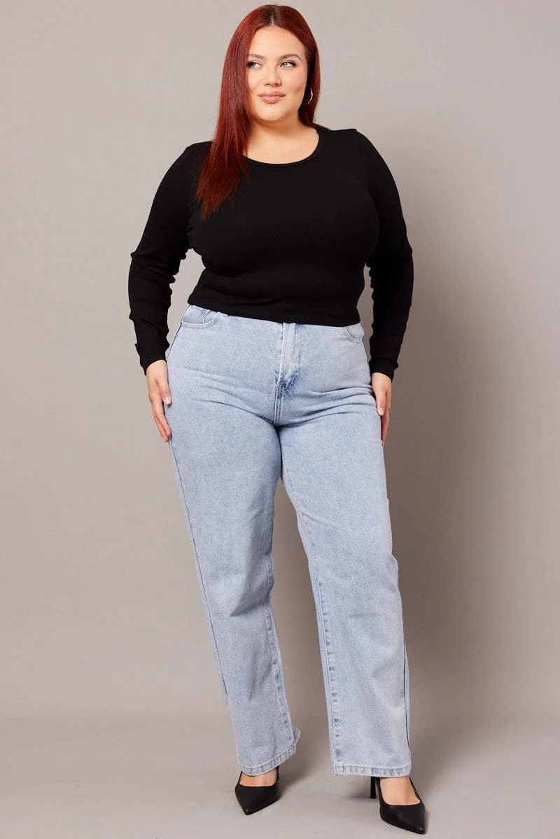 Black T-shirt Long Sleeve Crew Neck - Image 2