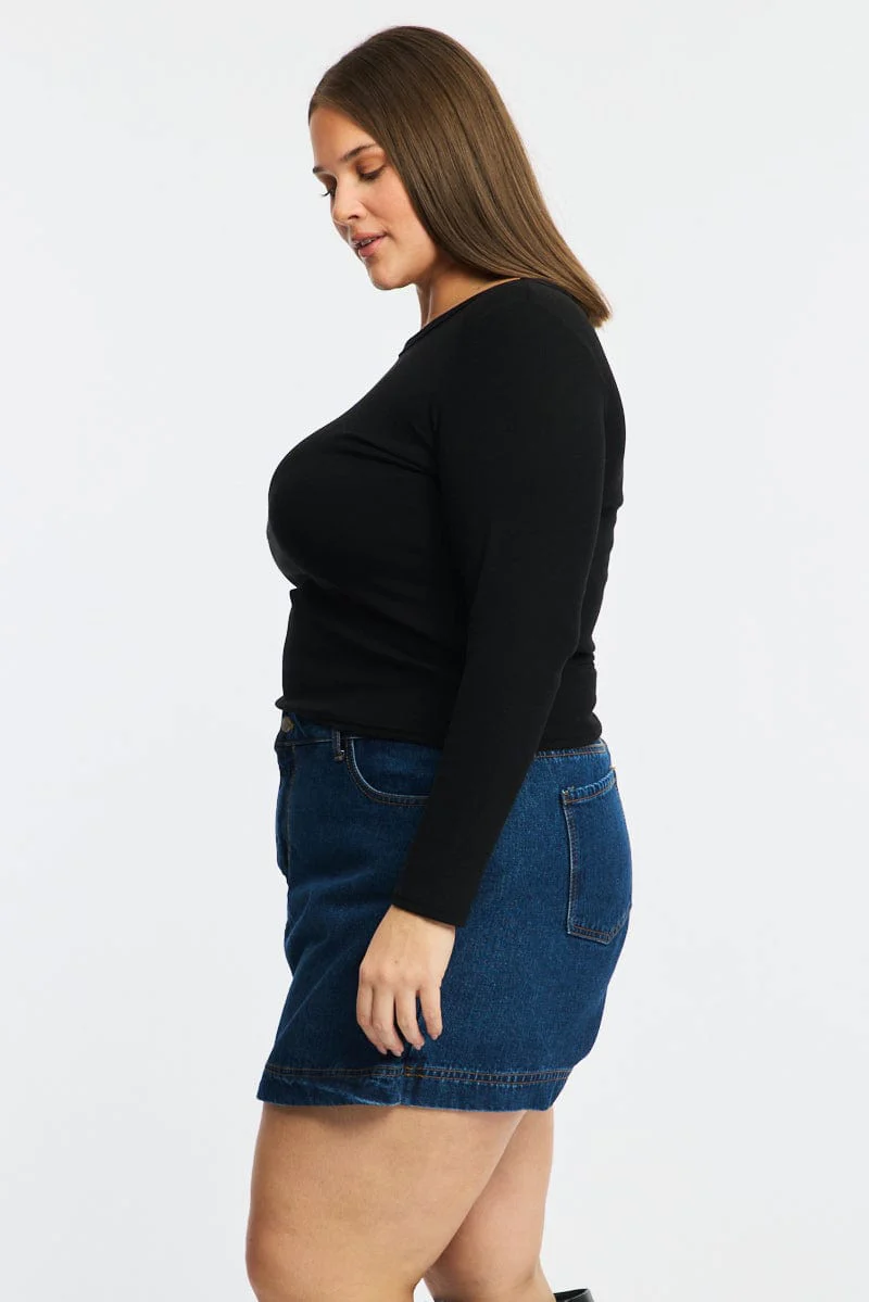 Black T-shirt Long Sleeve Crew Neck - Image 3