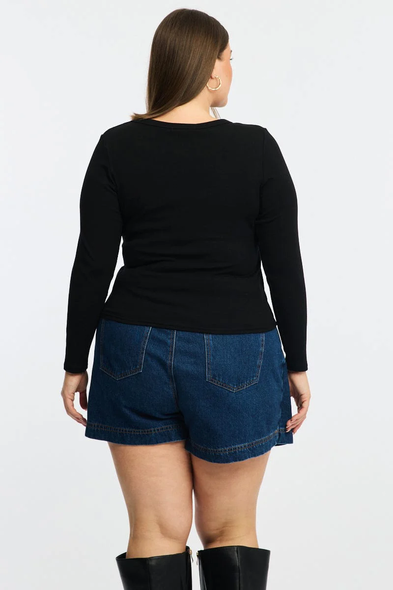 Black T-shirt Long Sleeve Crew Neck - Image 4