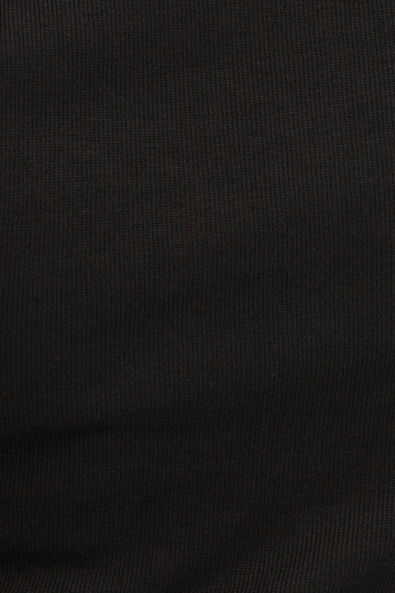 Black T-shirt Short Sleeve Crew Neck Ribbed Jersey - Image 6