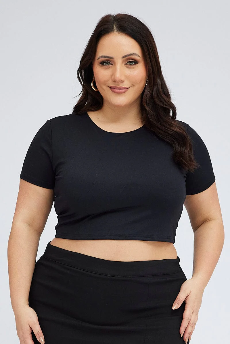Black T-shirt Short Sleeve Crew Neck Supersoft - Image 3